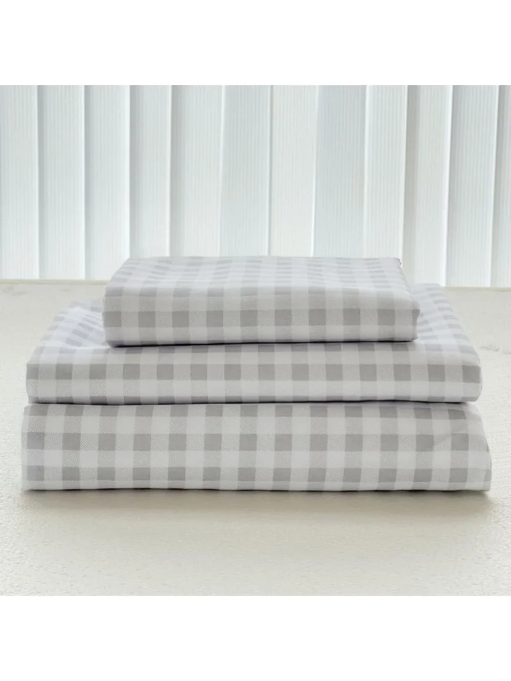 Light Grey Gingham Queen Sheet Set | Soft Cotton Bedding | Cozy Home Essentials